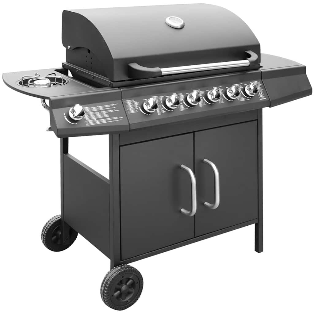 Vidaxl Gasgrill mit 6+1 Brennern, Schwarz