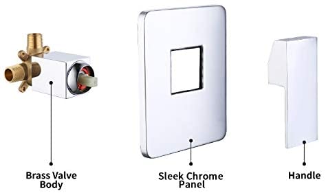 KES Schwarze Duscharmatur mit Duschventil und Regenduschkopf