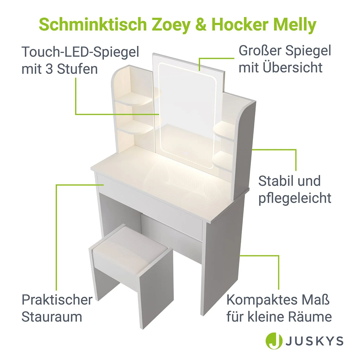 Zoey Schminktisch 2025 mit Melly Hocker