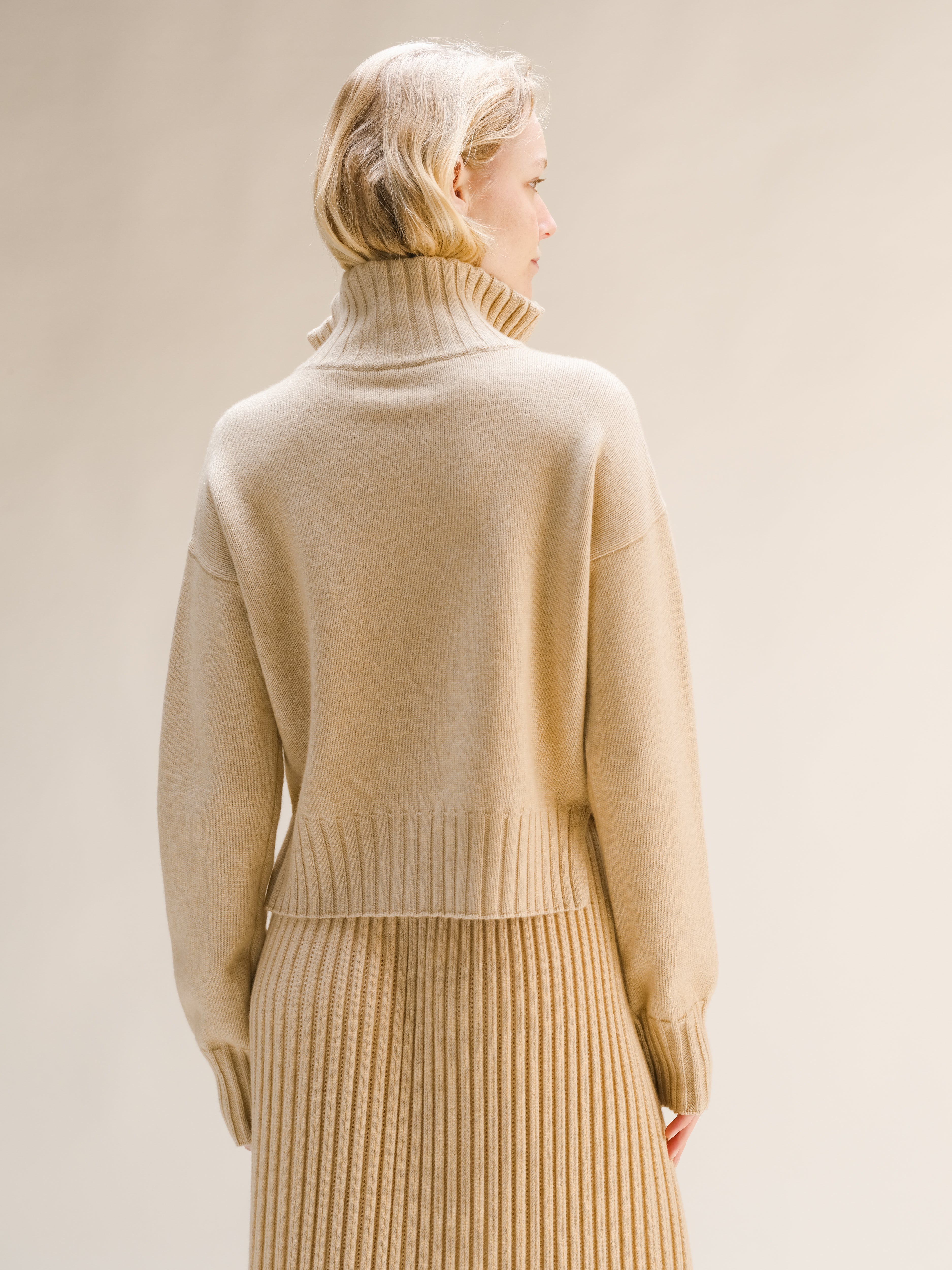 Wool & Cashmere Mix High Neck Sweater with Zip