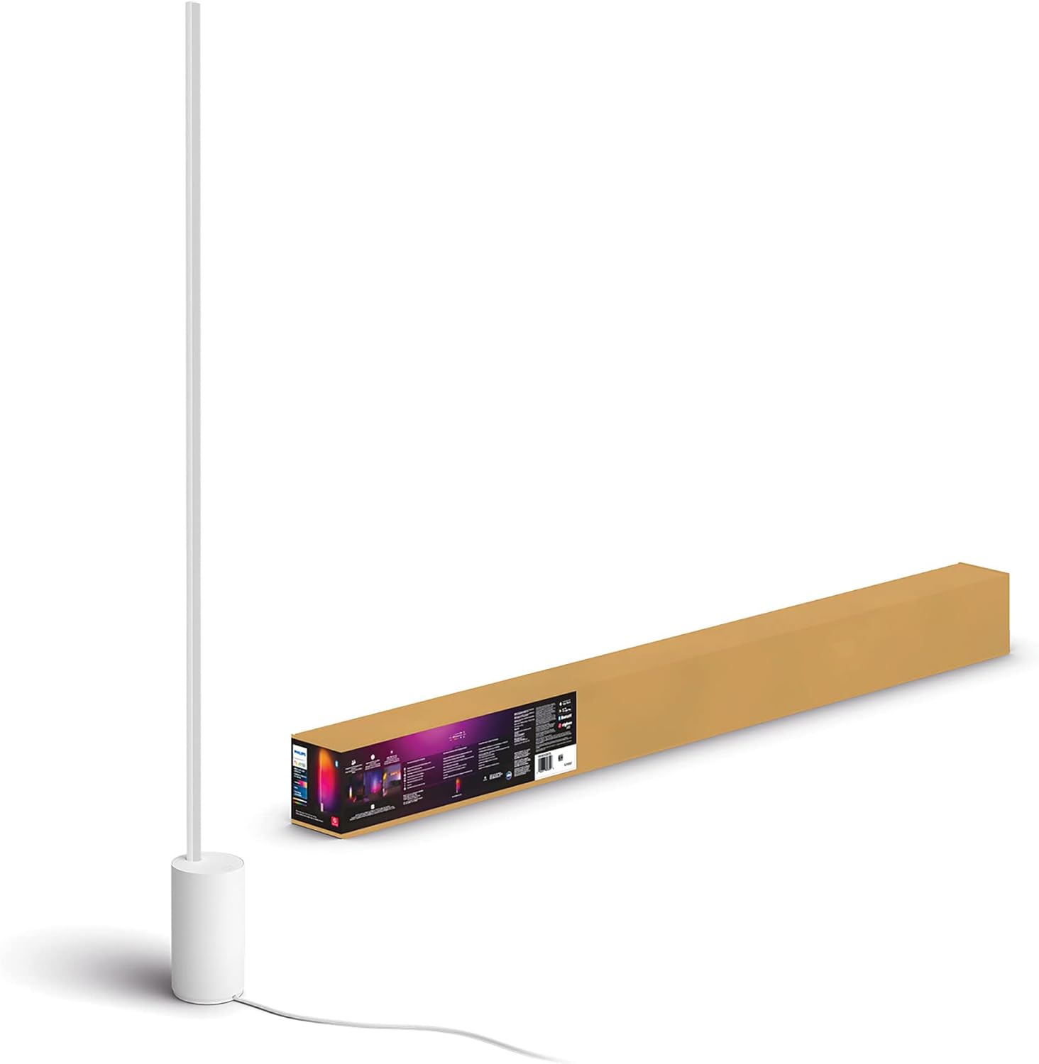 Philips Hue – Smart Lampe, Hue Signe, Gradient Smart LED Gulvlampe, Hvidt og Farvet Lys, Kompatibel med Alexa og Google Home, Hvid