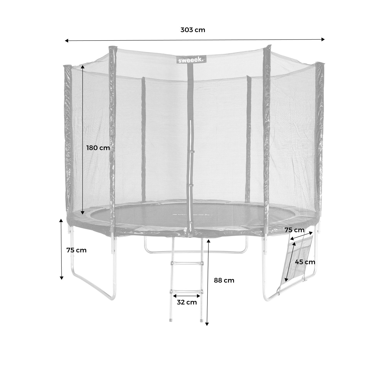 305 cm Trampolin mit Zubehörset, Grün