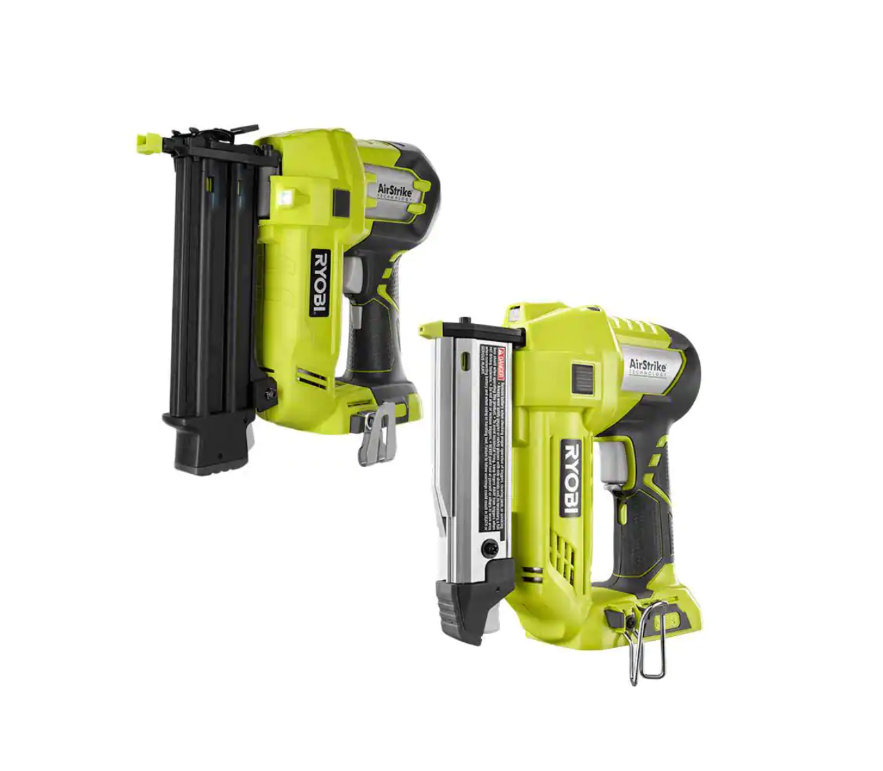 2025 RYOBI P320P318 ONE Kit Combo 2 18V batteridrevne værktøjer med 18 kal. dykkerpistol og 23 kal. 1-3/8 tommer hovedløs sømpistol (kun værktøj)