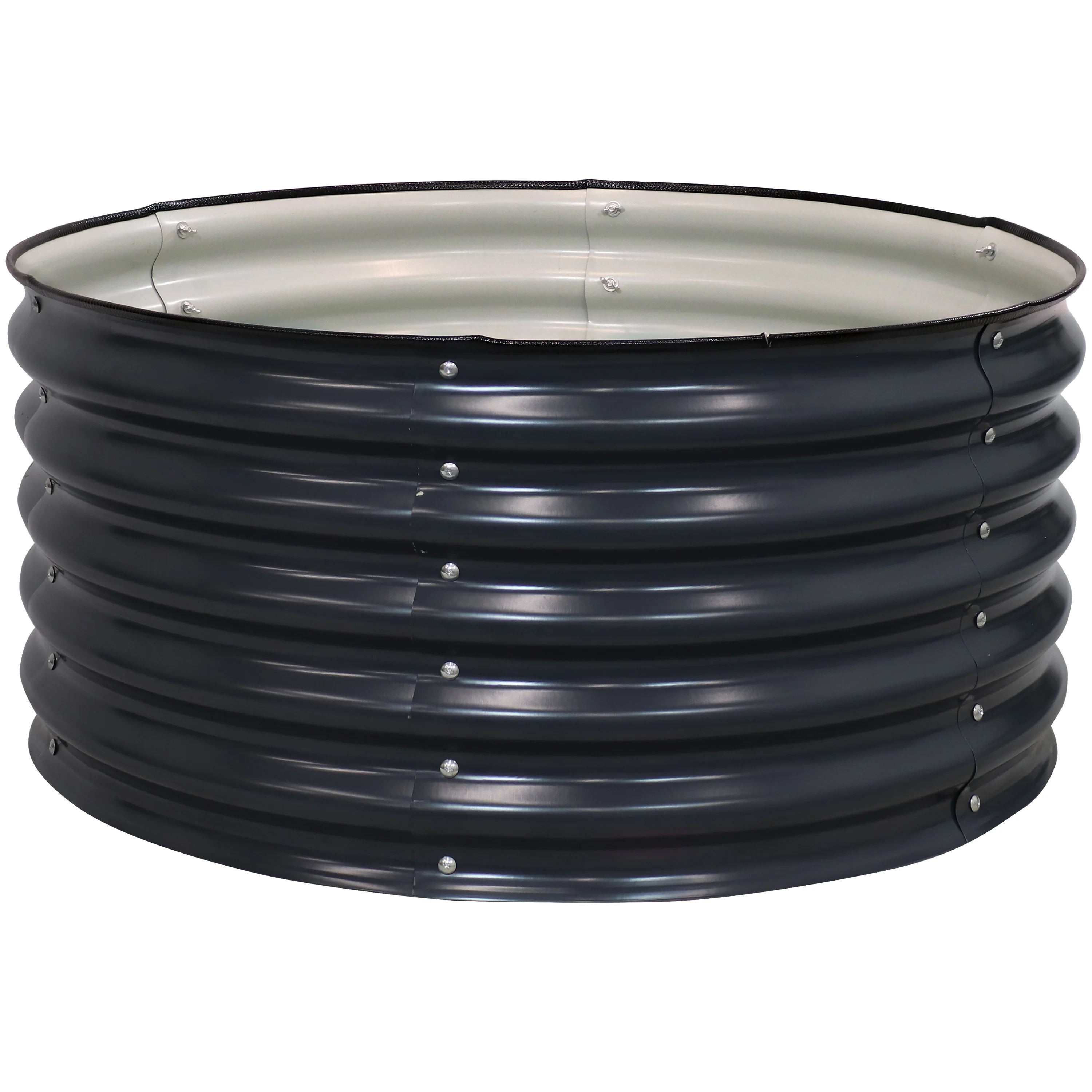 2025 Sunnydaze Rundt Højbed i Galvalume Stål - Højde 43,8 cm