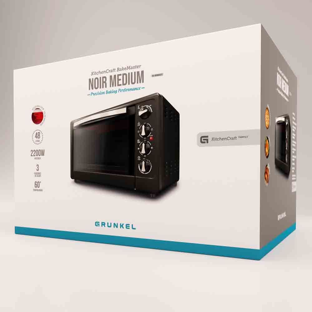 48-Liter-Multifunktions-Elektro-Tischbackofen – HR-48RMrusti – 2200 W – Schwarz