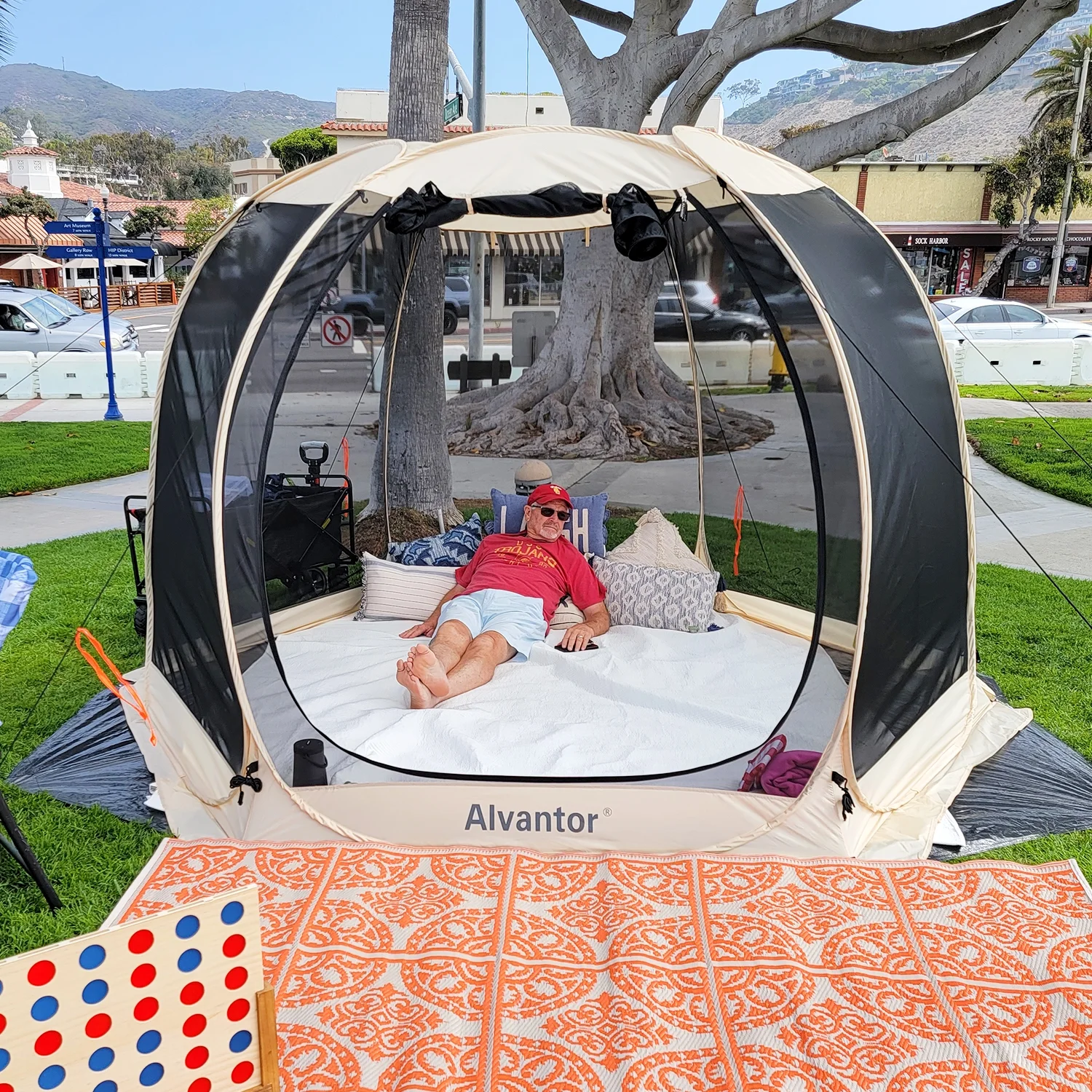 10 x 10 myggenet til udendørs familietelt - Udtrækkelig pavillon med markise til have eller restaurant