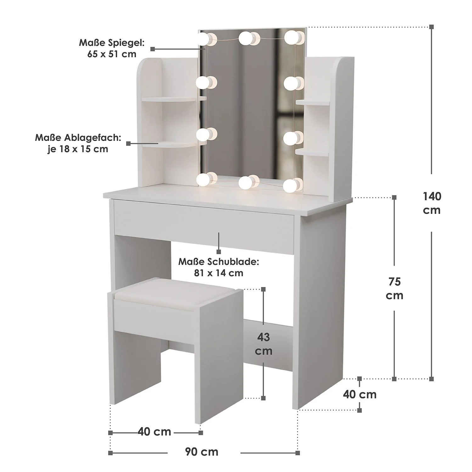 Zoey Schminktisch 2025 mit Melly Hocker