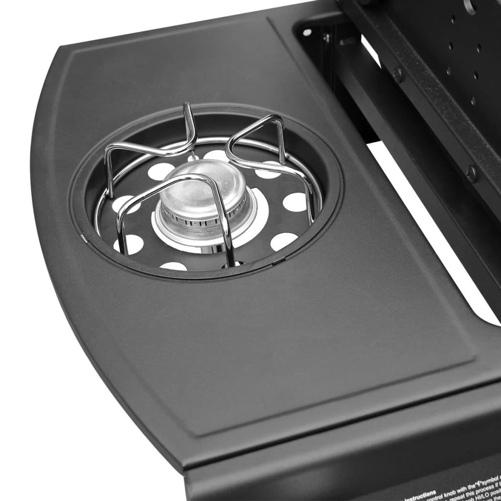 VidaXL Gasgrill mit 4+1 Grillzonen, Schwarz und Silber