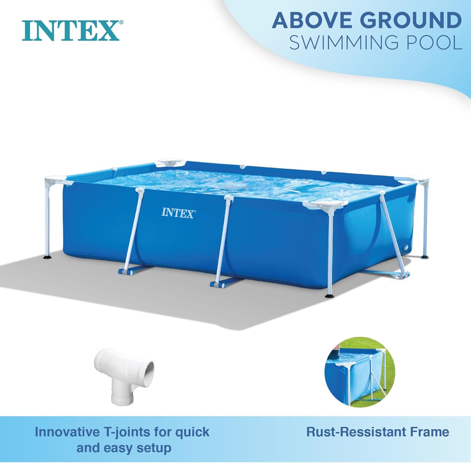 Intex 28271NP – Kleiner Rahmen-Aufstellpool 260 x 160 x 65 cm, 2.282 Liter, Blau
