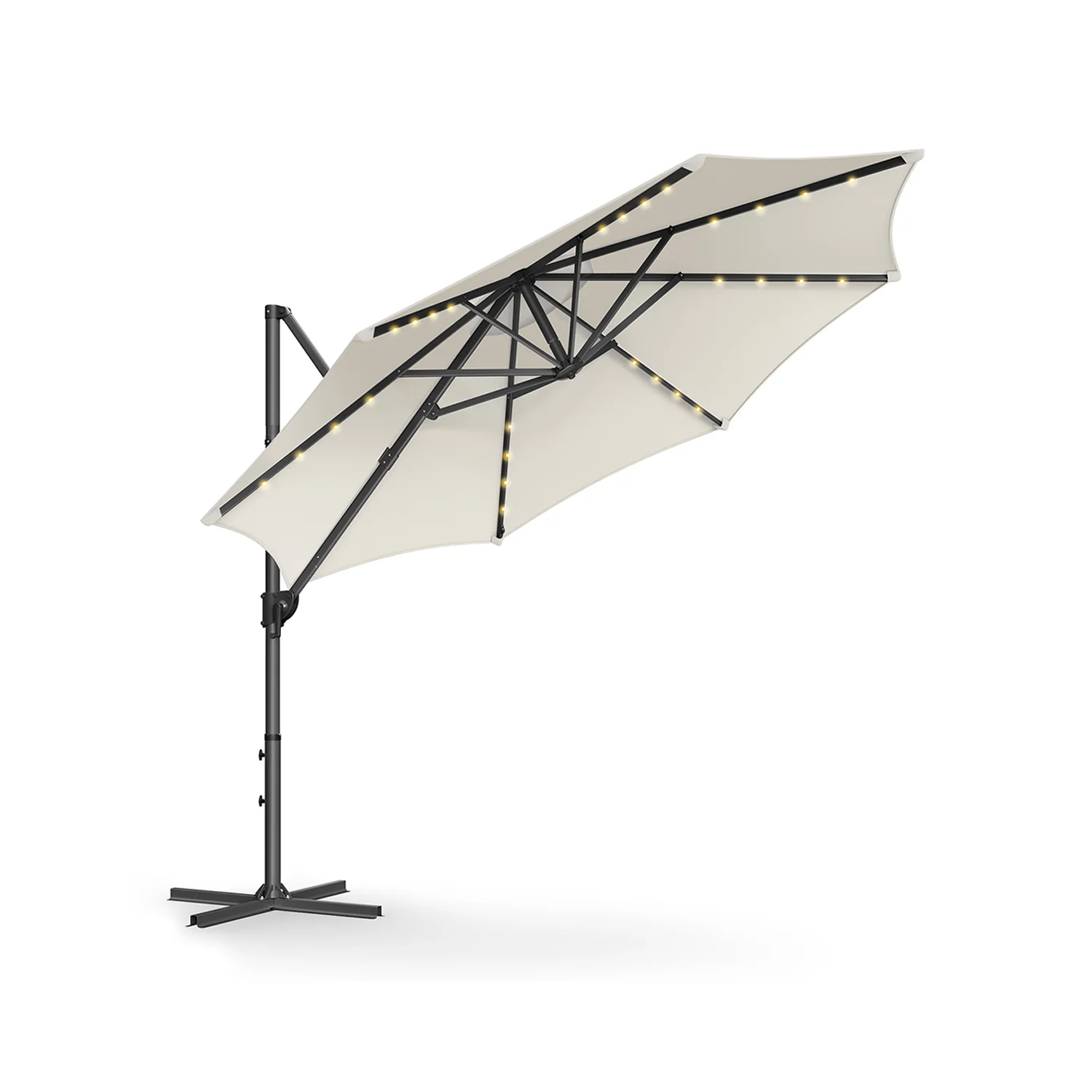 Exzentrischer, drehbarer Sonnenschirm mit Kurbel, Modelljahr 2025, in Taubengrau