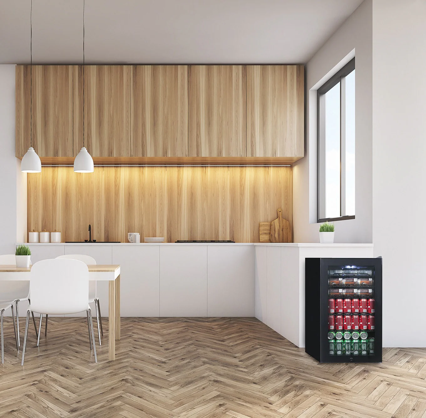 2025 Newair® Freistehender Getränkekühlschrank Schwarz - 126 Dosen - 18,8