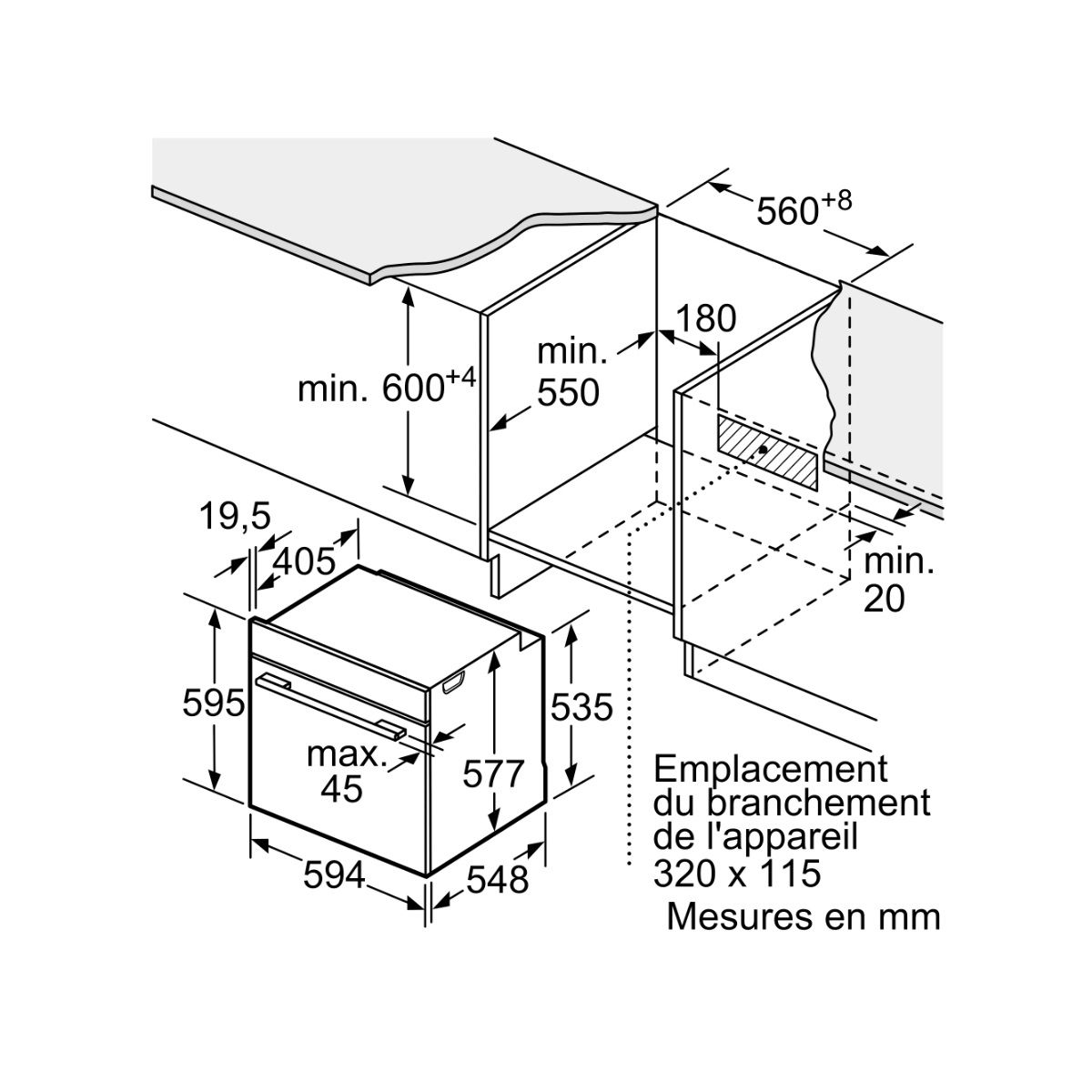 Bosch Einbau-Multifunktionsbackofen 71 l 60 cm A+ EcoClean Schwarz - HBG7541B1