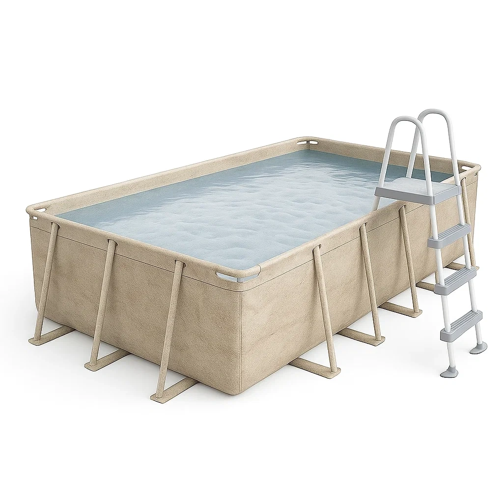 Piscine tubulaire rectangulaire amovible en acier beige, dimensions 532 x 265 x 119 cm, avec filtre et échelle NxkyQCQ204pv