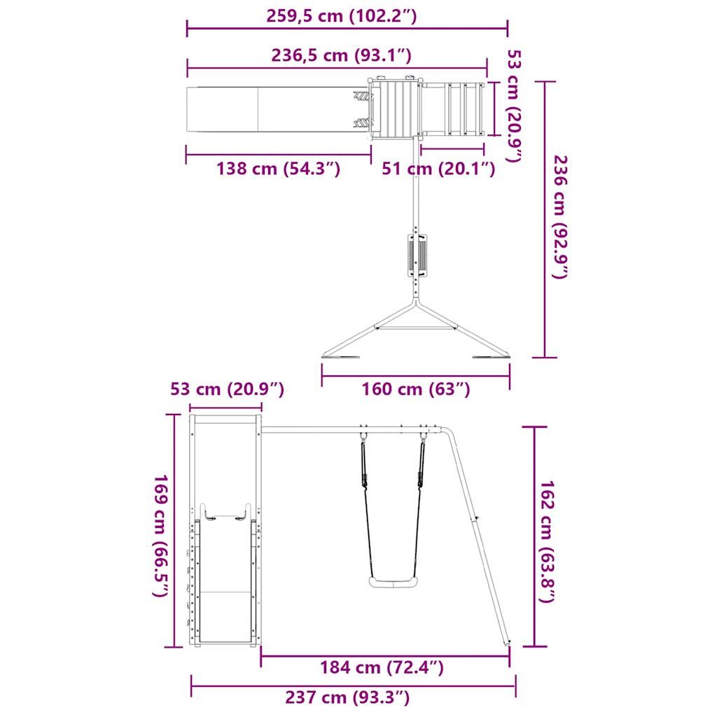 Douglas massivt træ udendørs kravlegård fra Vidaxl