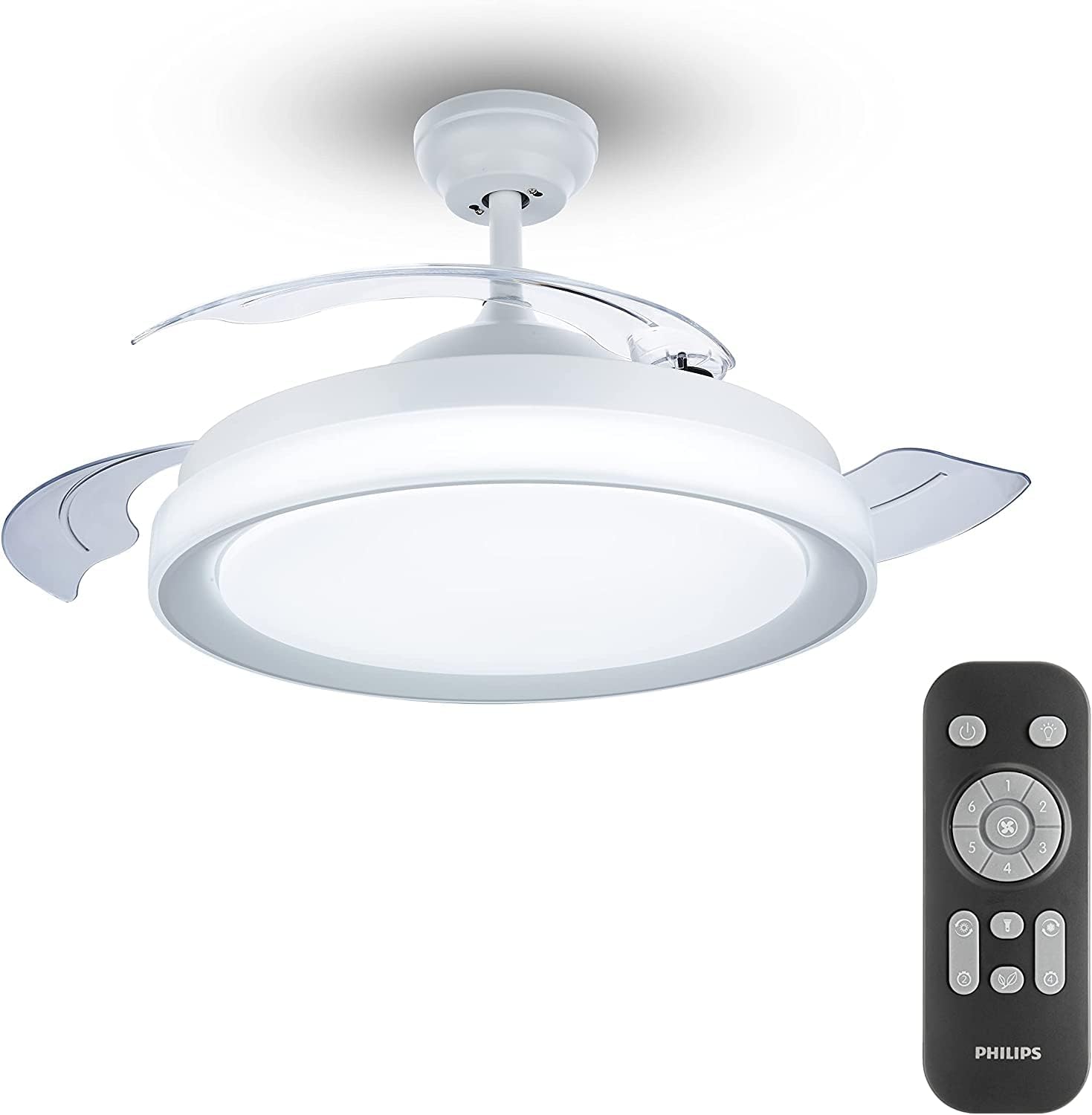 Ventilateur de plafond Philips Lighting Atlas avec éclairage LED et télécommande 106 cm Nickel