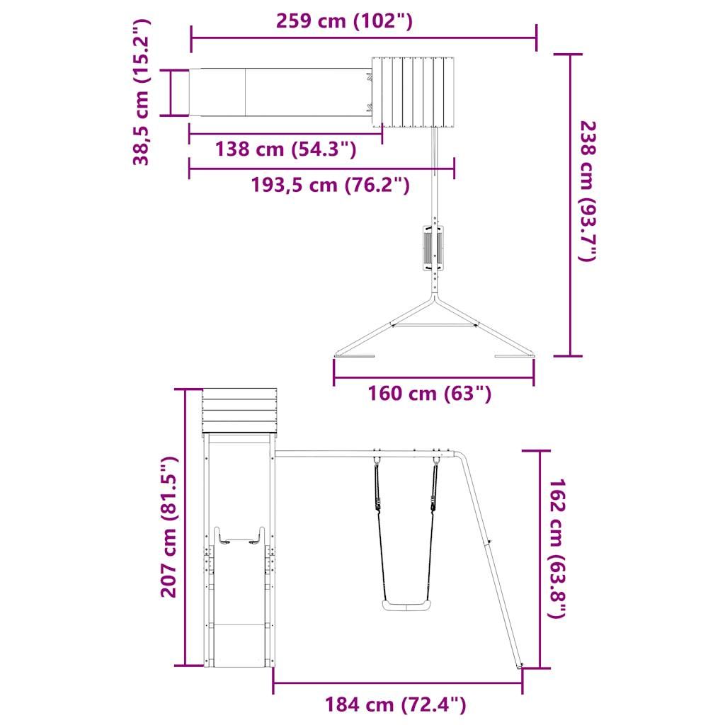 Vidaxl udendørs kravlegård i massivt fyrretræ