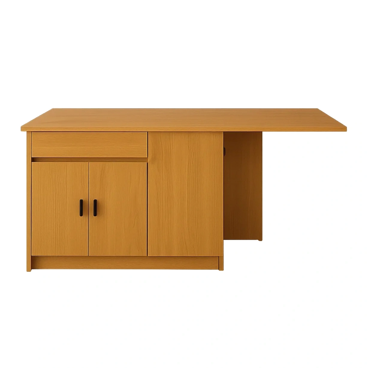 Îlot de cuisine rectangulaire en MDF couleur chêne, avec placard, tiroir et rallonge, 140 x 80 x 75 cm, usage domestique - z9GEbPzRFuHe