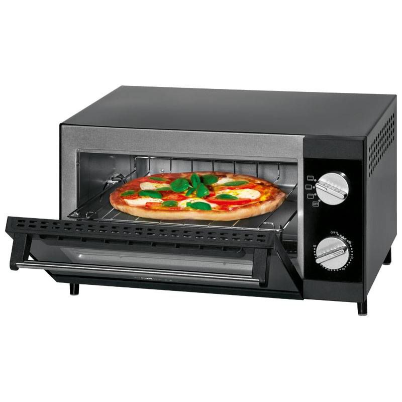 Clatronic Mpo 3520 – Tischbackofen, speziell für Pizza, 12 l Garraum, 1000 W, Schwarz