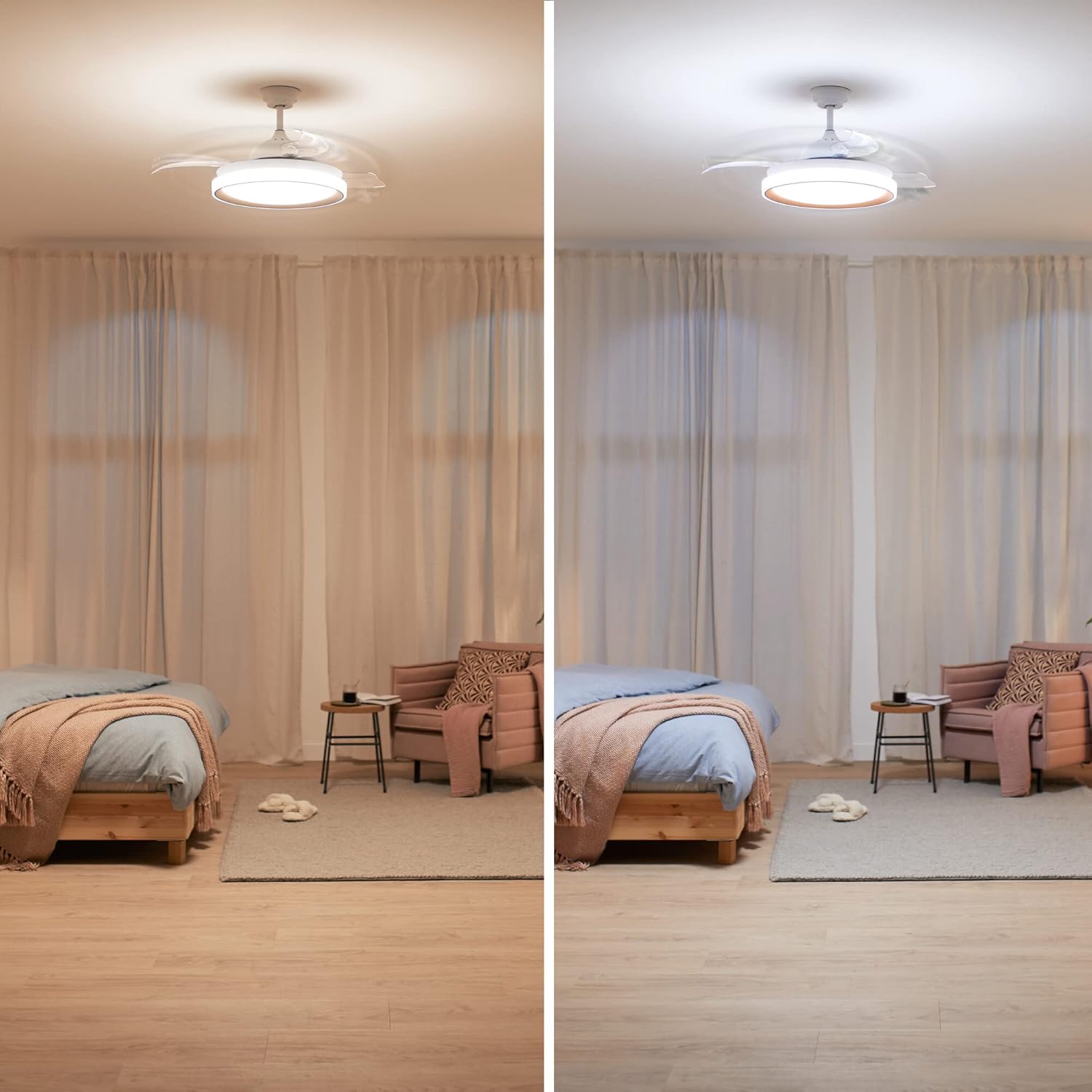 Ventilateur de plafond Philips Lighting Atlas avec éclairage LED et télécommande 106 cm Nickel