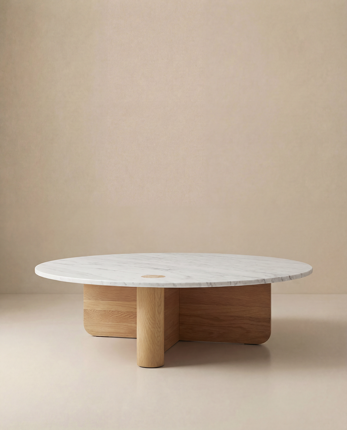 Mesa de centro pivotante | Redonda - Madera y piedra