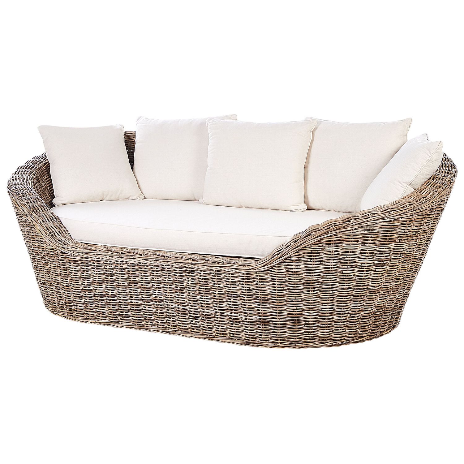 Naturlig havesofa i boho-stil lavet af naturlig rattan med Cavo-hynder - Naturlig