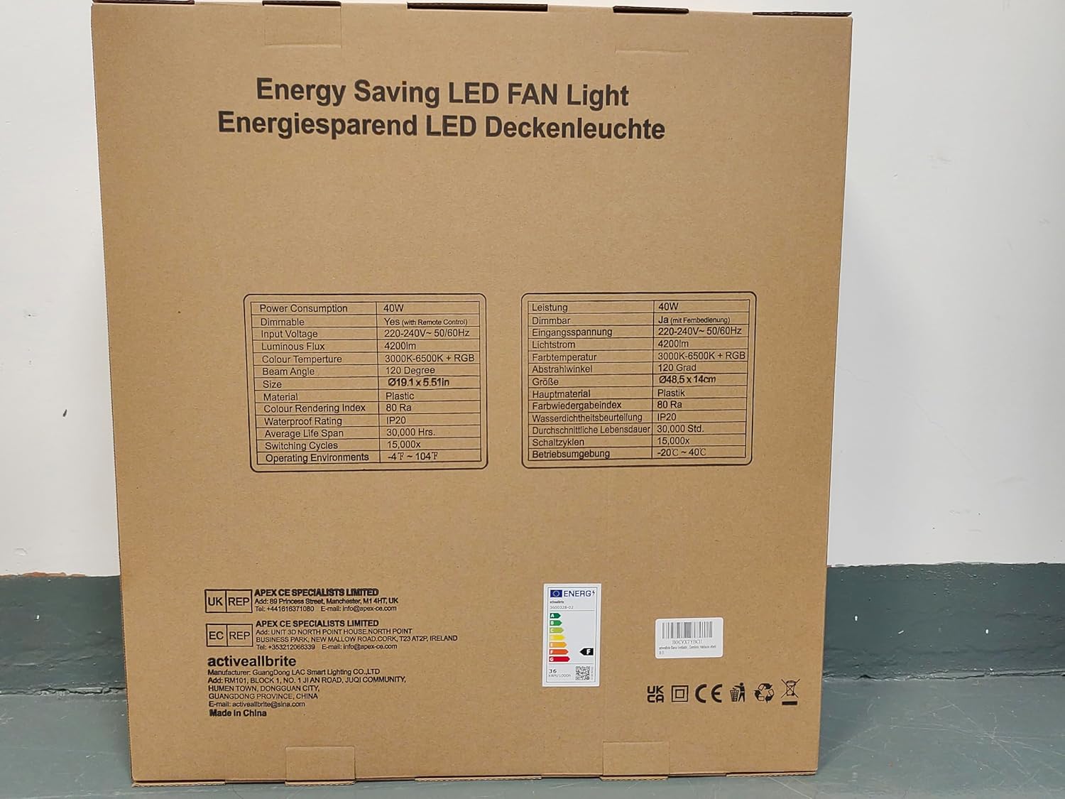 Ventilateur de plafond blanc ActiveAllBrite, moteur CC 20 W, vitesse du vent réglable avec télécommande, convient aux chambres et aux chambres d'enfants