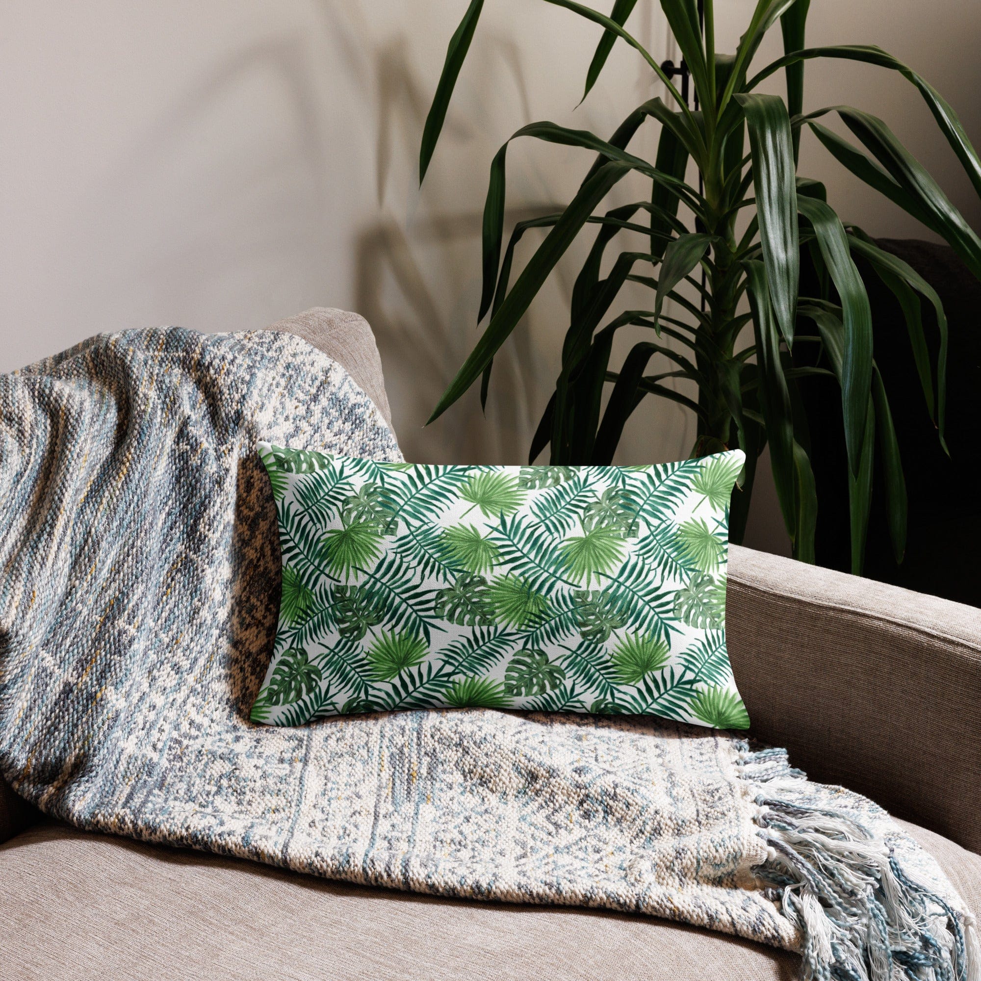 Tropical Leaves Premium Throw Pillow