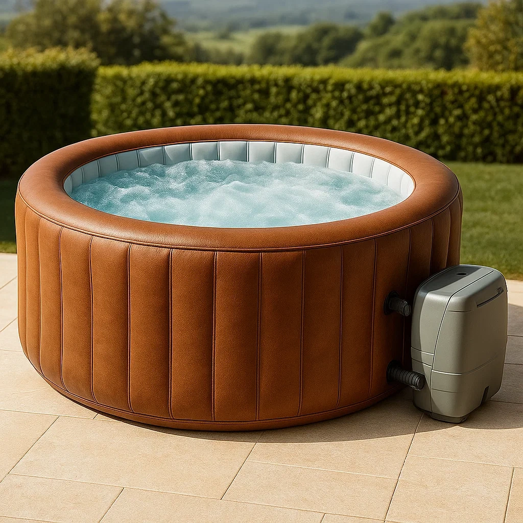 Spa gonflable rond 180 x 180 x 71 cm pour 4 personnes, couleur bois/beige PtrUmai323nR