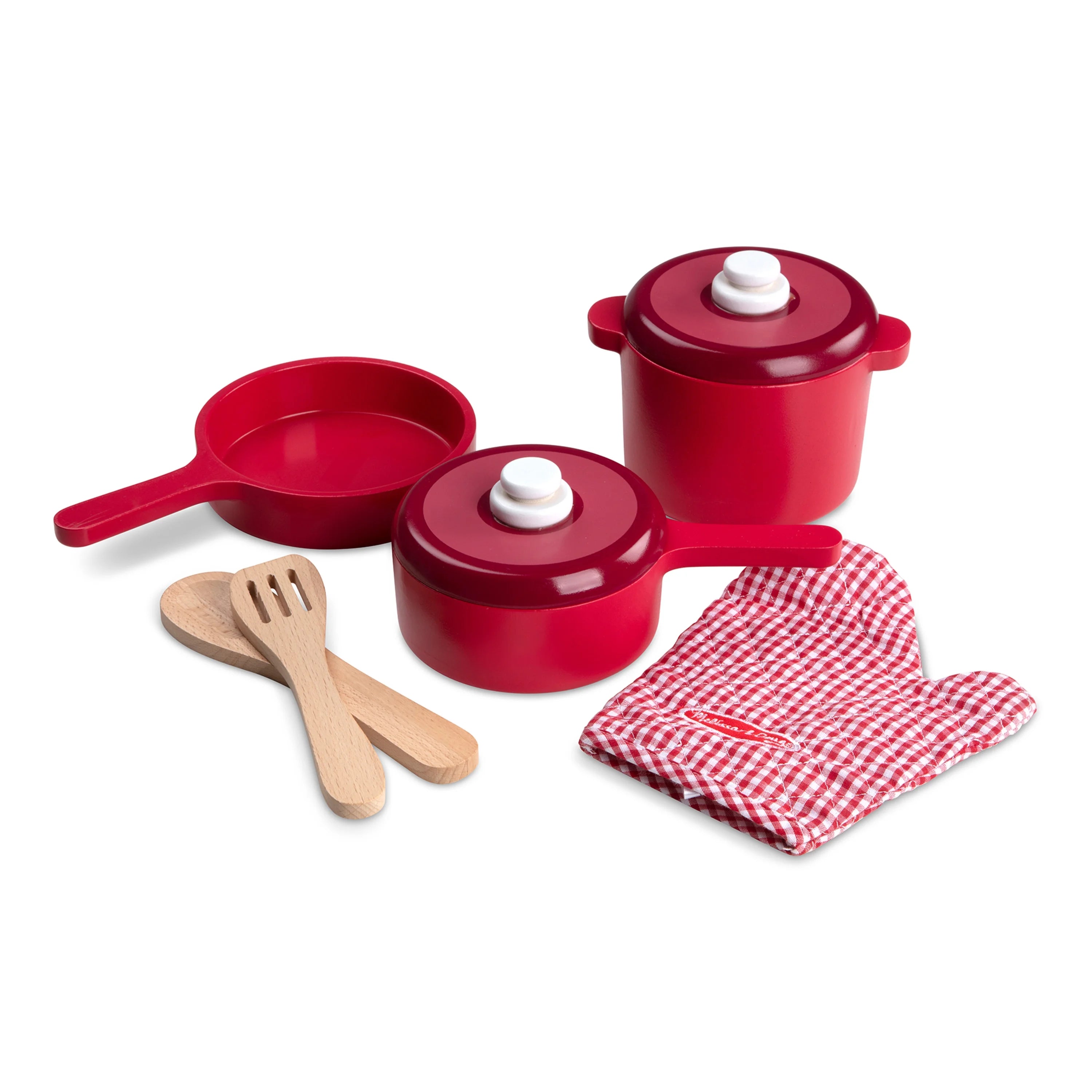Melissa & Doug Ensemble d'accessoires de cuisine en bois de luxe – Casseroles et poêles (8 pièces)