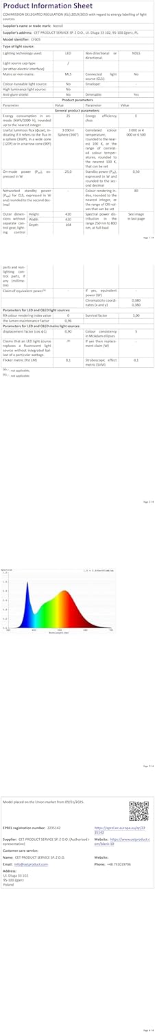 Ventilateur de plafond avec lumière 40,5 cm, silencieux 20 W, intensité variable 3000 K-4000 K-6500 K, 6 vitesses, télécommande, minuterie, mémoire de lumière, réversible