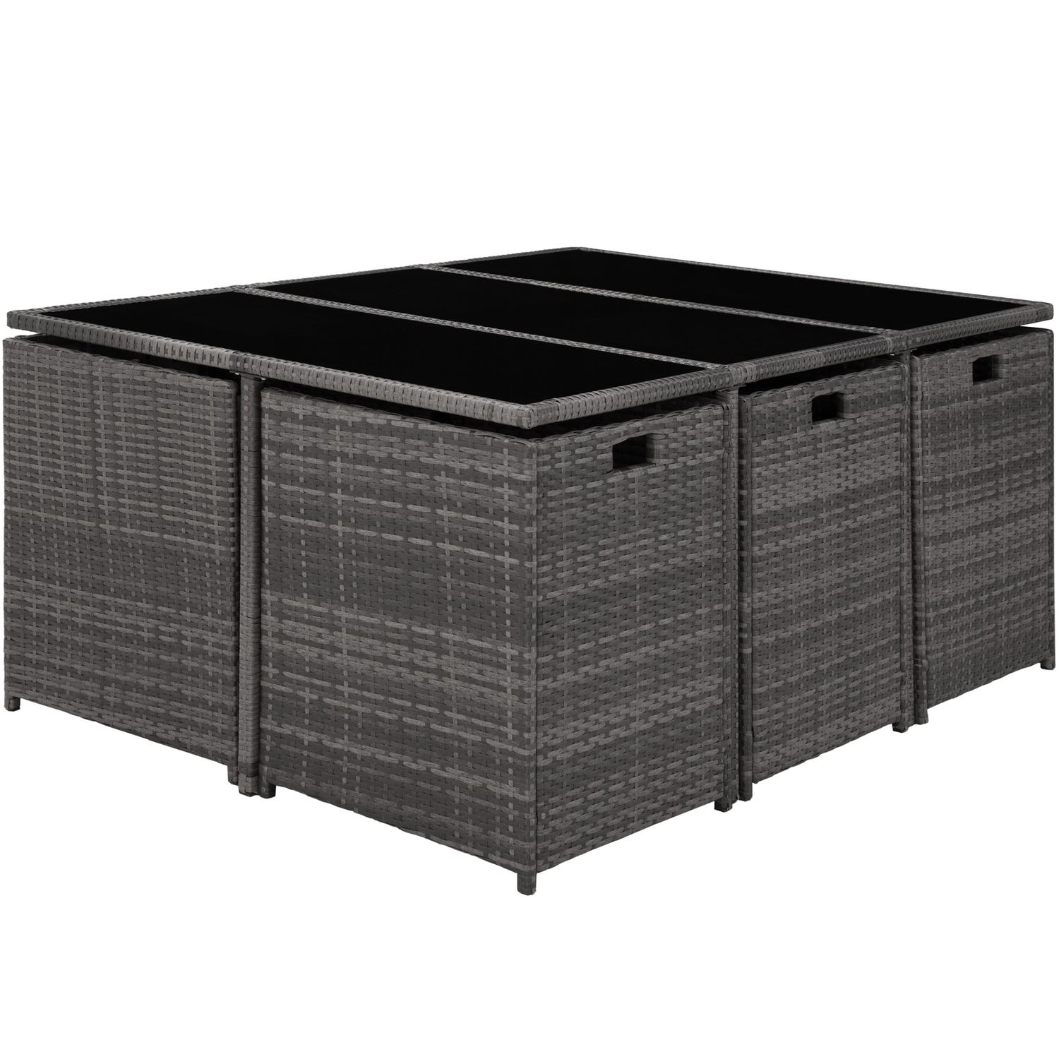 Malaga Rattan-Set 6+4+1, wasserdichte Schutzhülle - Grau