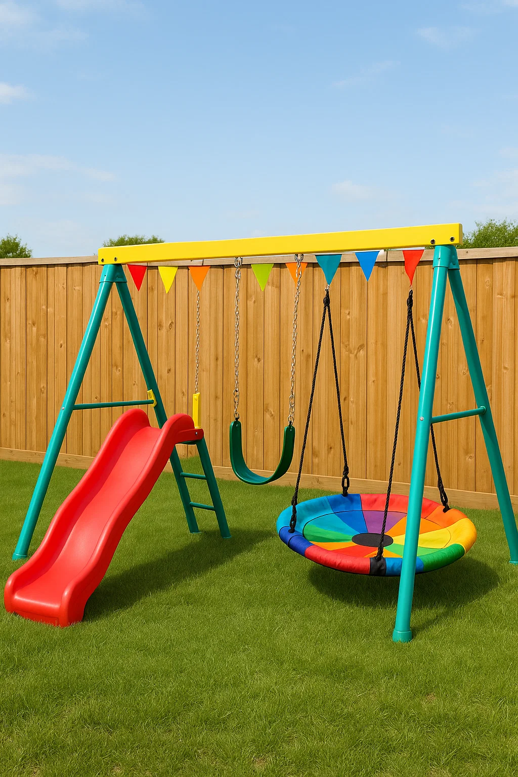 Balançoire pour enfants avec toboggan multicolore en acier pour jardin 311 x 183 x 213 cm VucrFNxi87kt