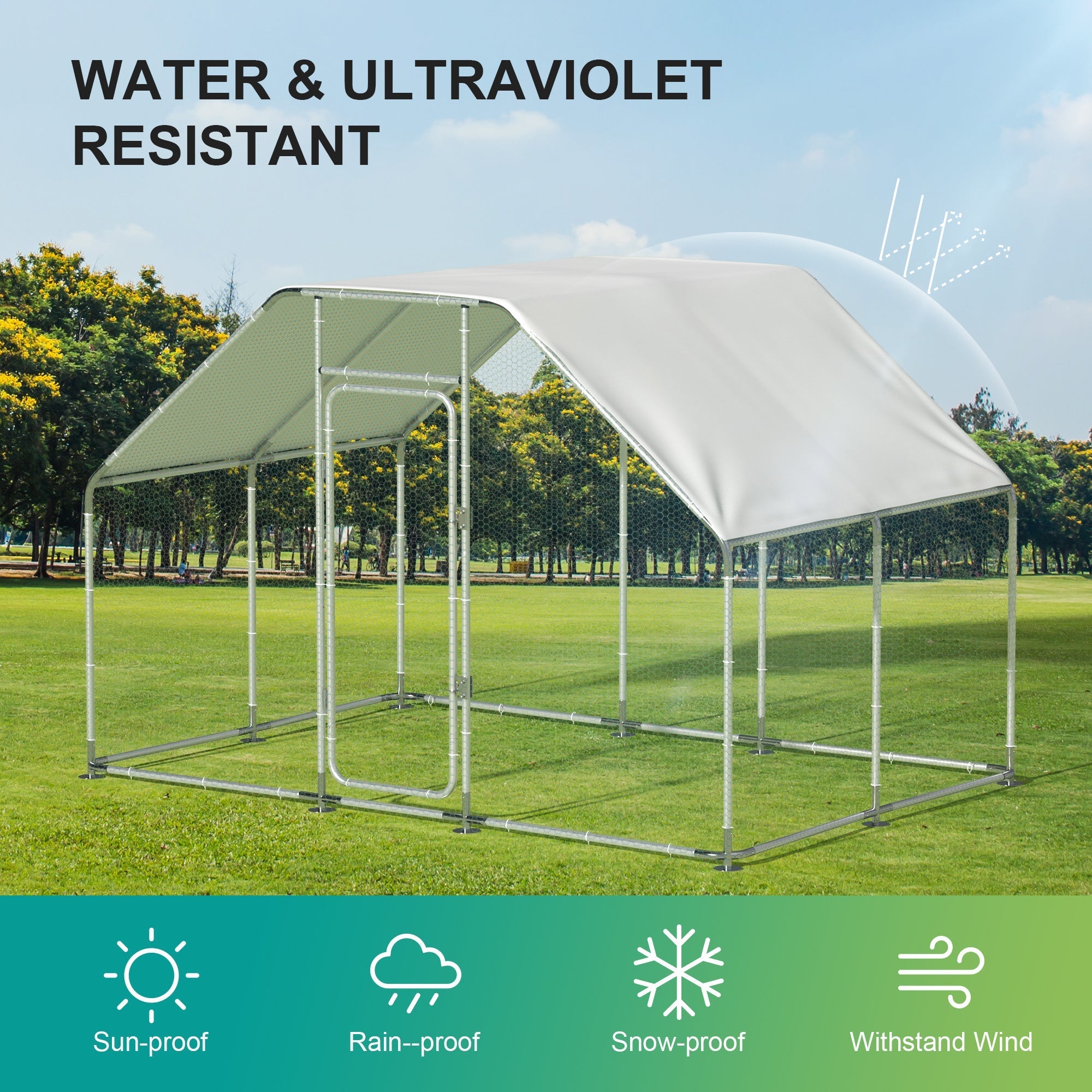 Großer spiralförmiger Hühnerkäfig aus Metall, Baujahr 2025, mit wasserdichter und UV-beständiger Abdeckung für den Außenbereich – Kapazität für 16 Hühner