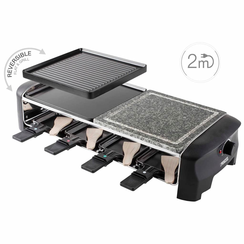 Raclette mit Steingrill und 8 Pfannen 1300 W 162820 Princess