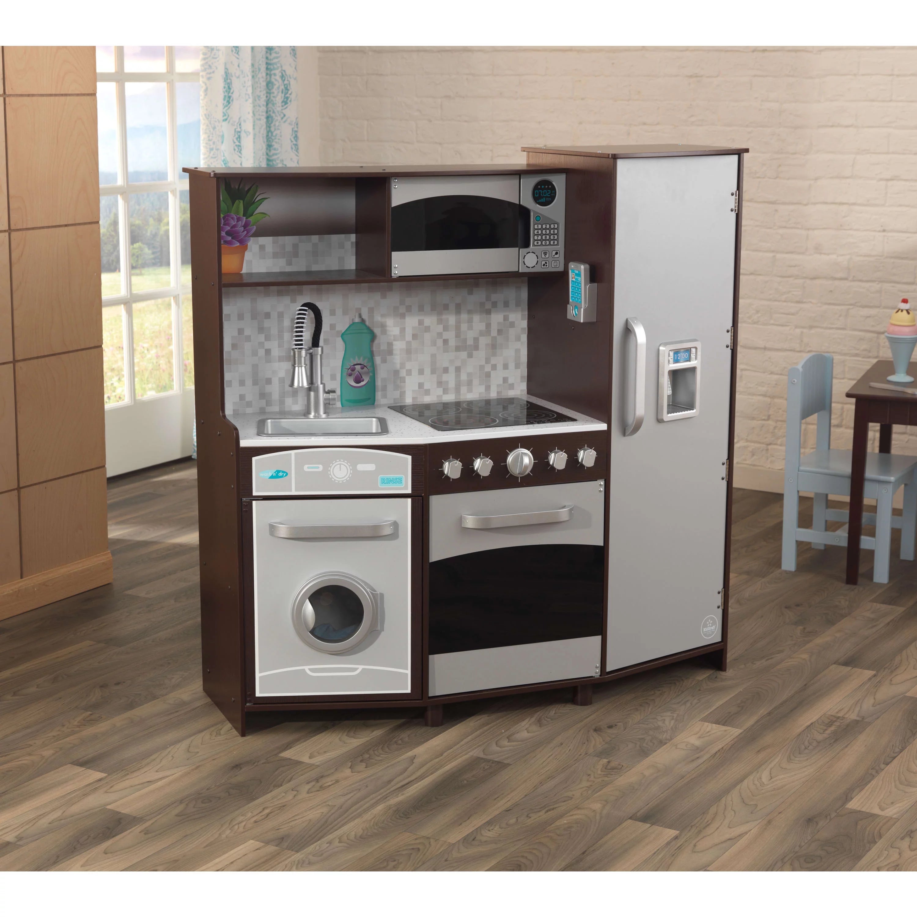 Große KidKraft Spielküche aus Holz mit Licht und Sound – Espresso