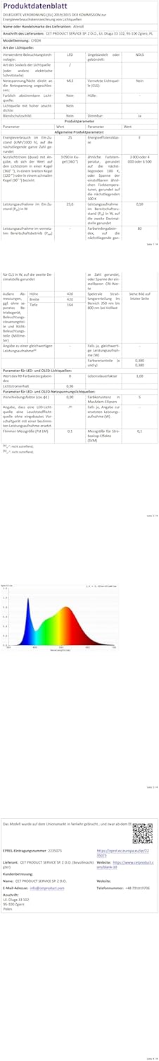 Ventilateur de plafond avec lumière 40,5 cm, silencieux 20 W, intensité variable 3000 K-4000 K-6500 K, 6 vitesses, télécommande, minuterie, mémoire de lumière, réversible