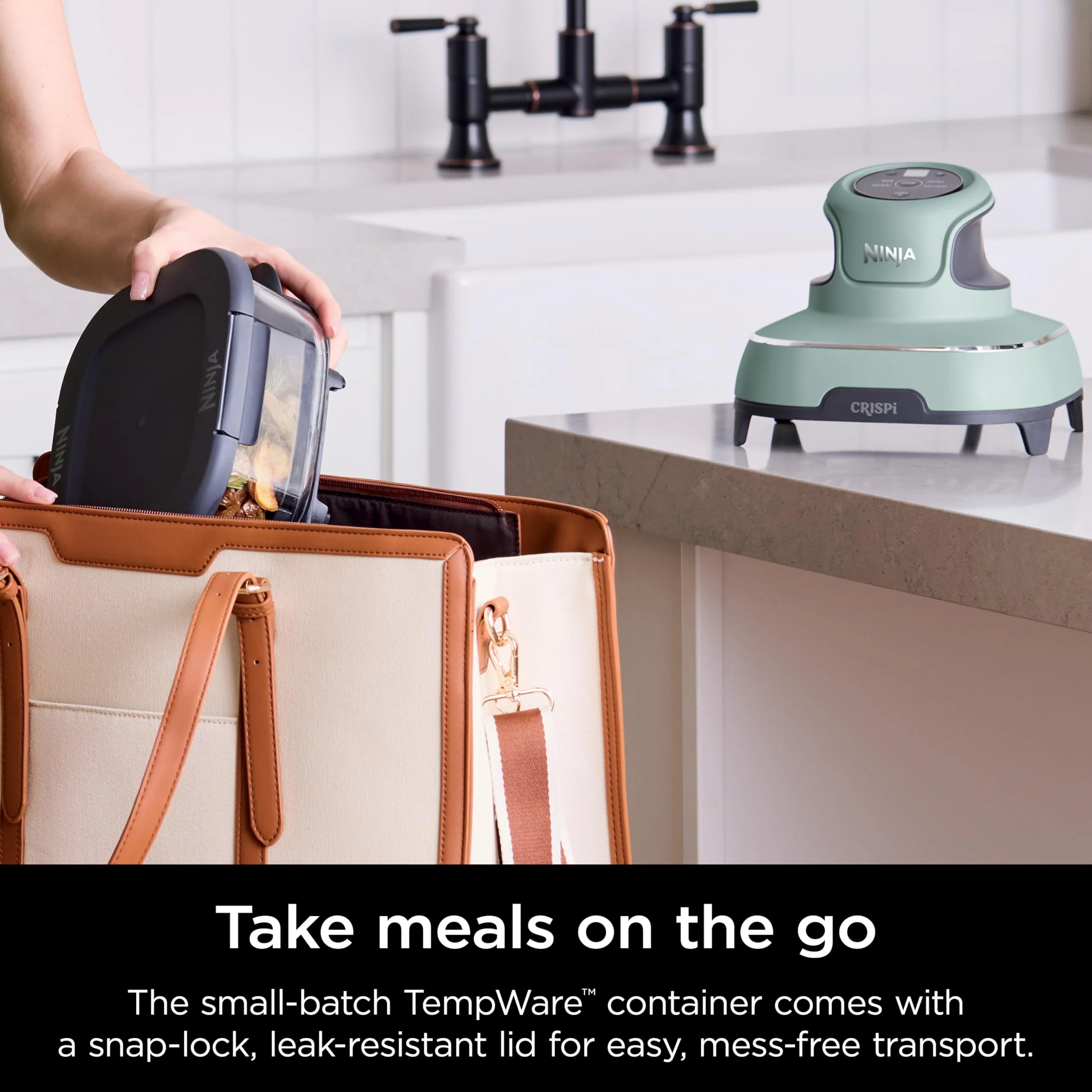 Ninja Crispi Heißluftfritteuse (Modelljahr 2025). Mikrowellen-, gefrier- und spülmaschinengeeignet. Tragbares, ungiftiges Kochsystem aus Glas. 1,5-Liter-Glasbehälter mit 6 Bechern und Deckeln.