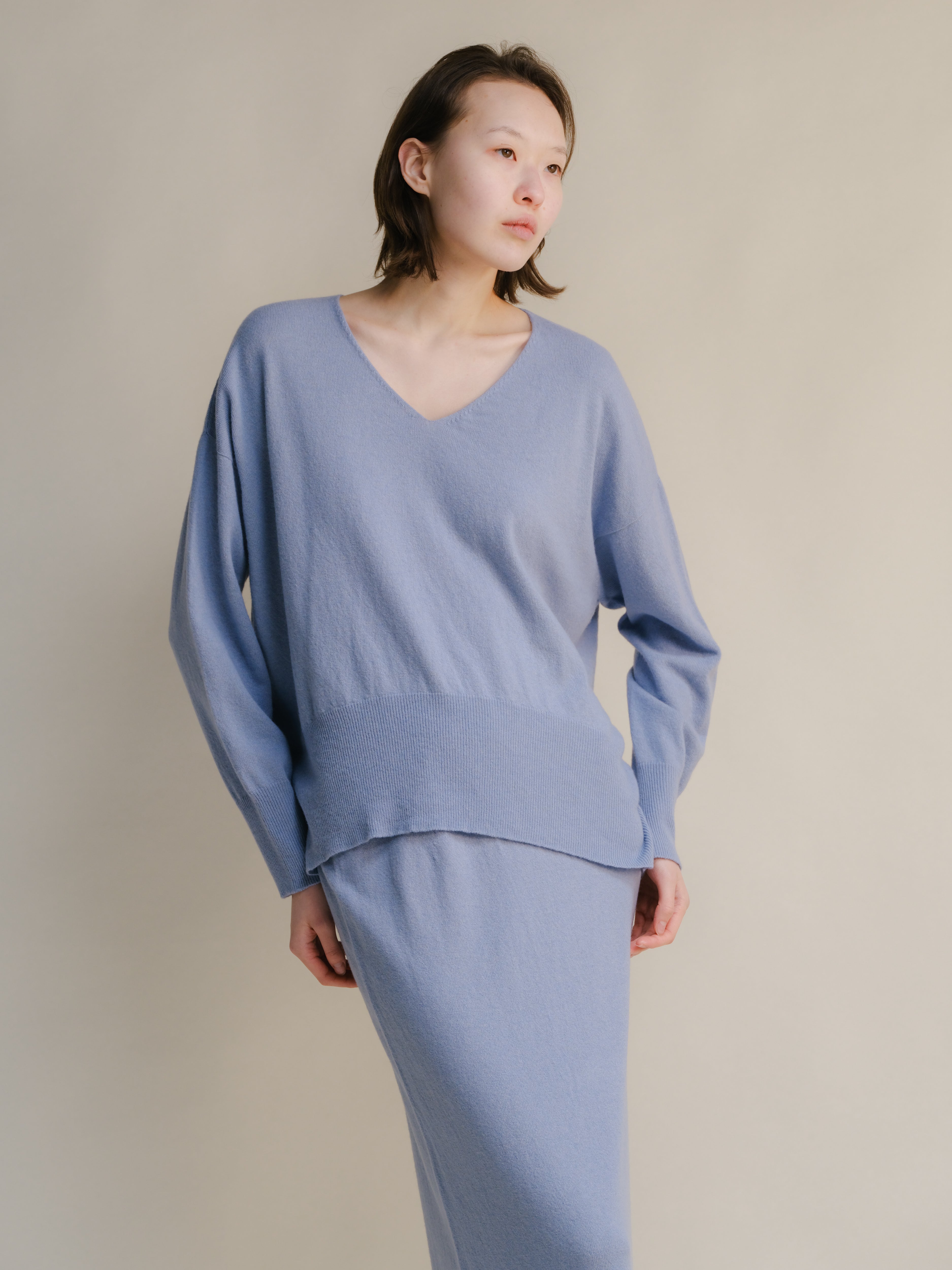 Wool & Cashmere Mix Maxi V-Neck Sweater