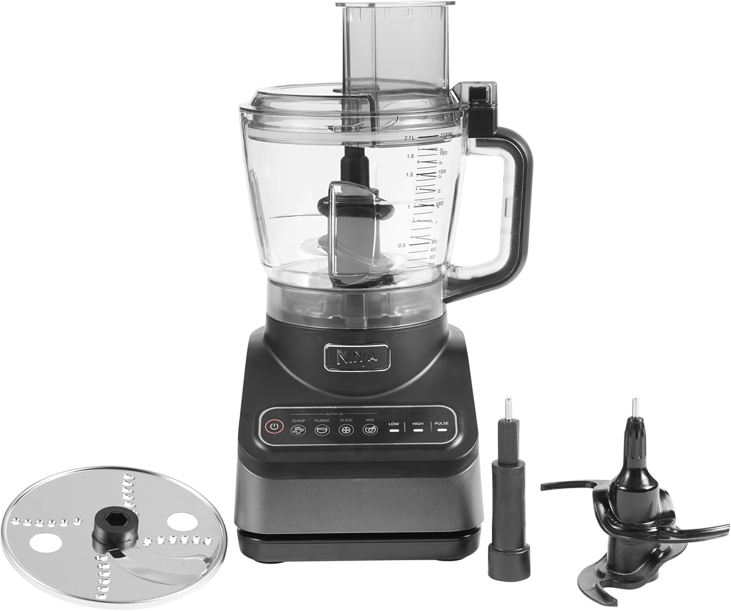 Ninja BN750EU 2-in-1-Standmixer – 1200 W, 3 Automatikprogramme, 4 manuelle Einstellungen, Auto-iQ-Technologie, 2,1-Liter-Behälter und 700-ml-Messbecher, spülmaschinenfeste Teile – Schwarz/Silber