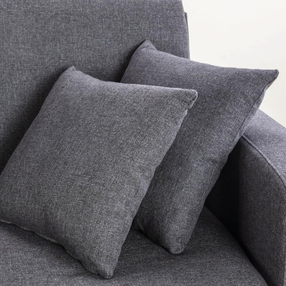 Don Descanso Reine 3-Sitzer-Schlafsofa, Stoffbezug, Click-Clack-Öffnungssystem, Sofa-Maße: 201 x 73 x 79 cm, Bett-Maße: 201 x 99 x 42 cm, inklusive 2 Kissen, Hellgrau