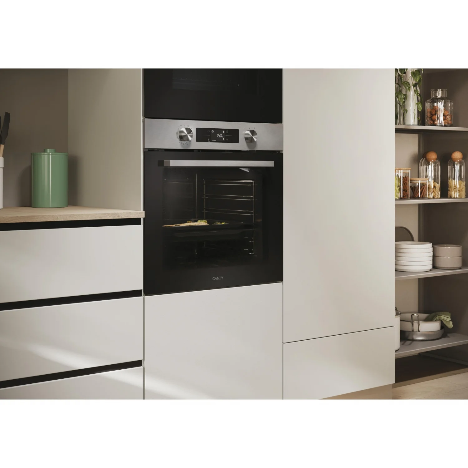 Candy CA6 N5B3EYTX Multifunktionsovn, 3,3 kW, 78 L, Klipslåge, 12 madlavningsfunktioner, Wi-Fi, A++ energieffektivitet - Rustfrit stål