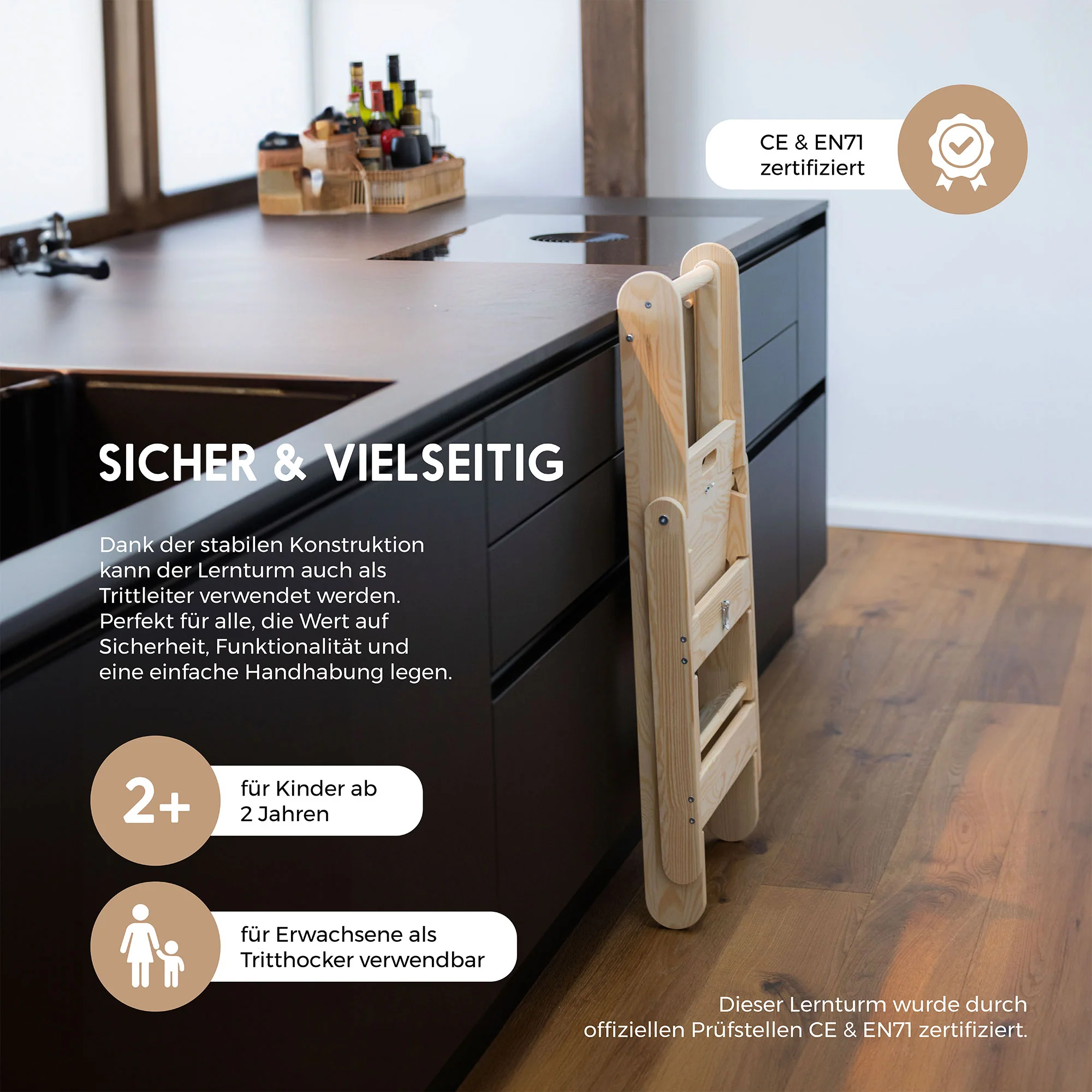 2025 Zwergensache massivt træ, foldbart observationstårn. Til børn fra 2 år.