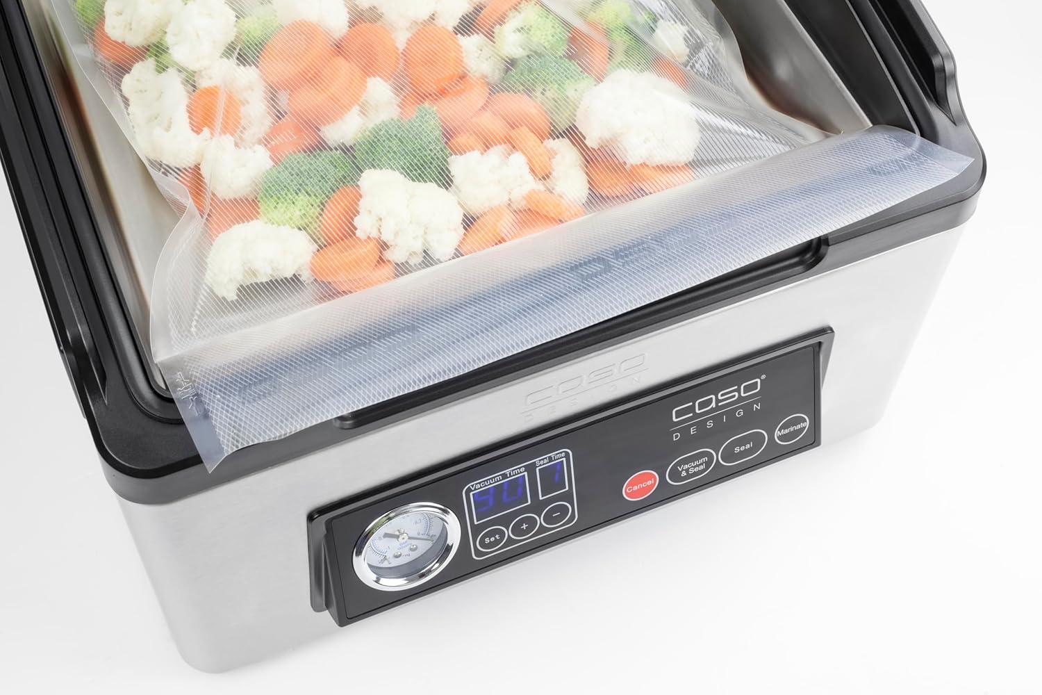 CASO VacuChef 40 – Professioneller Kompakt-Vakuumierer – Leistungsstarke Vakuumleistung von 70 l/min – 3-Liter-Kammer – Edelstahl