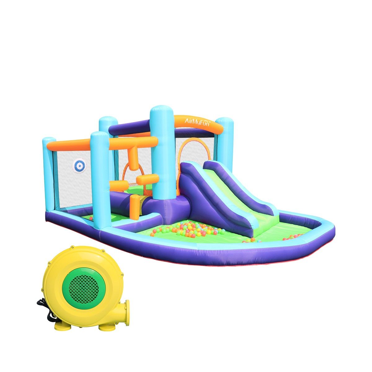 Aufblasbare Bergburg – Aufblasbare Burg für Kinder mit Spielen, ideal für Garten oder große Flächen