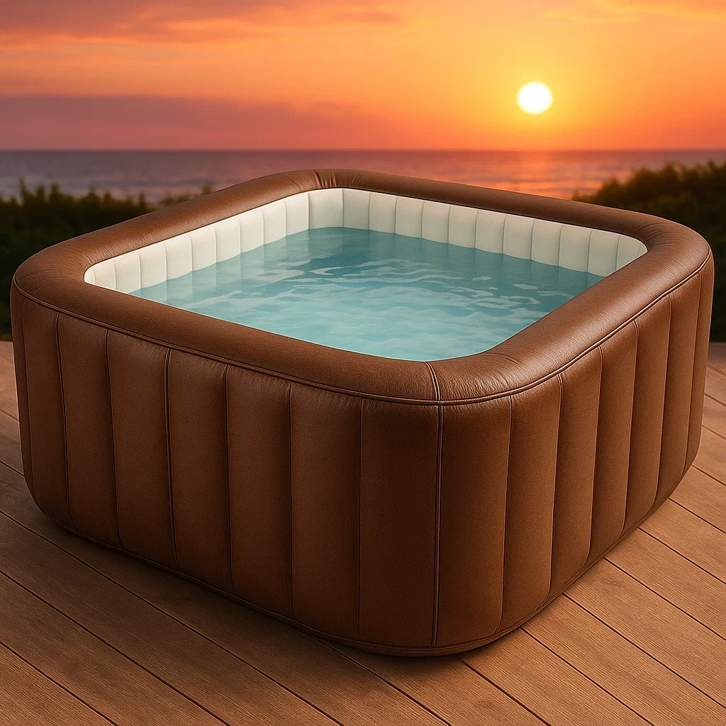 Spa gonflable 196x146x71 cm 4 personnes carré marron/blanc DlGFPUF355Ut