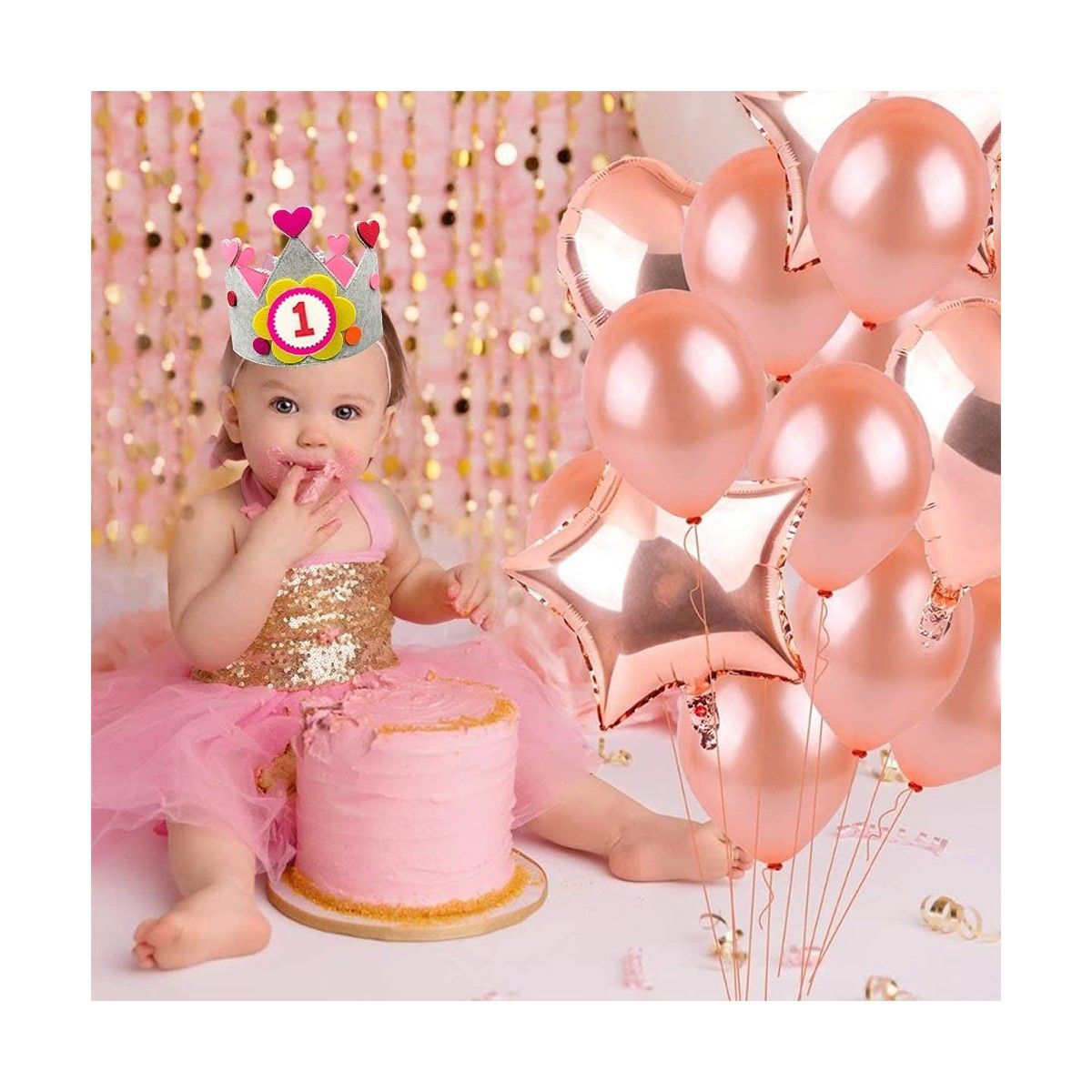 Rosa Geburtstagskrone mit austauschbaren Zahlen – Kinderspiele und Spielzeug