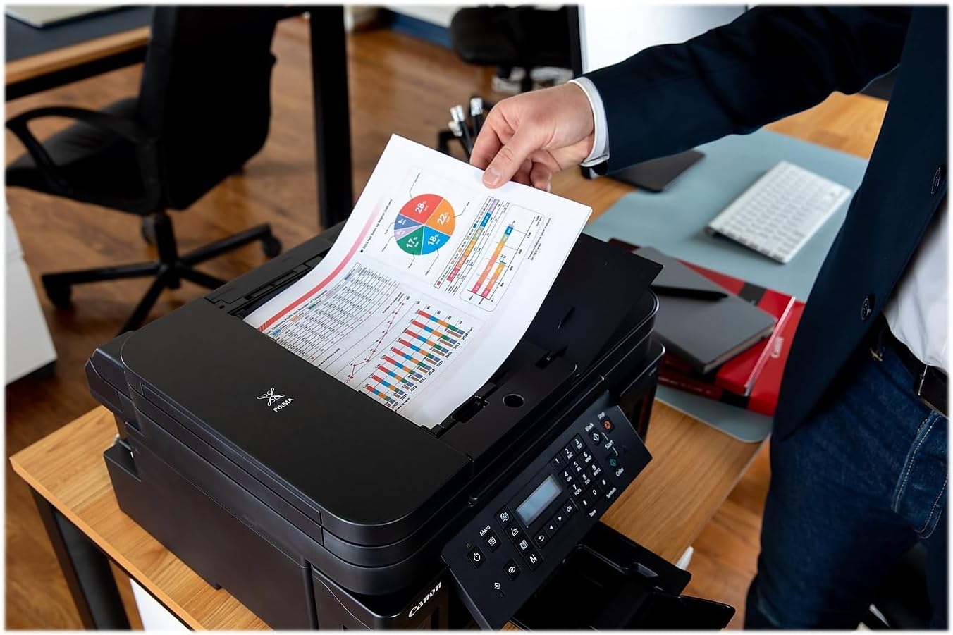 Imprimante multifonction pour le bureau | Imprimante sans fil Super Tank | Photocopieur | Scanner | Fax et chargeur automatique de documents avec impression mobile, noir, compatible avec Alexa