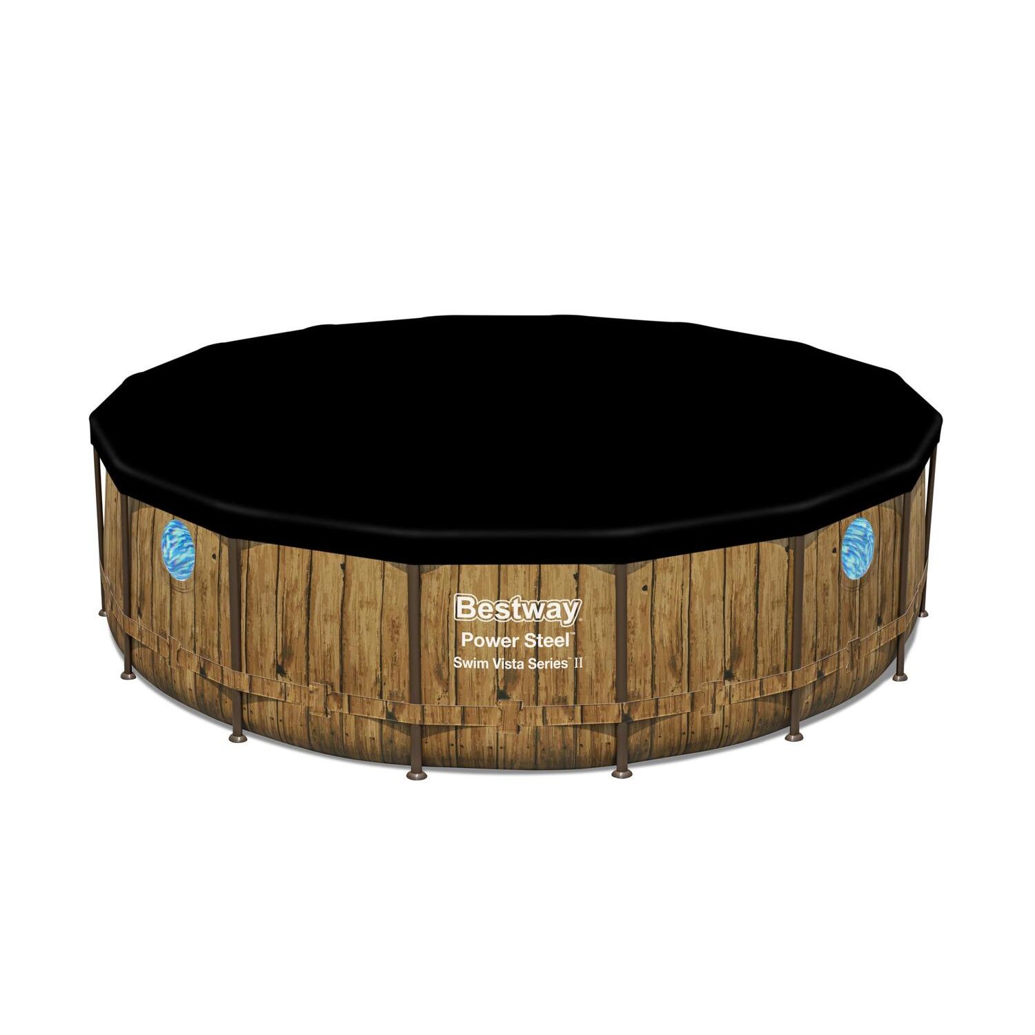 Erhöhter Poolfaden, Rattanoptik, Braun, 4,88 x 1,22 m