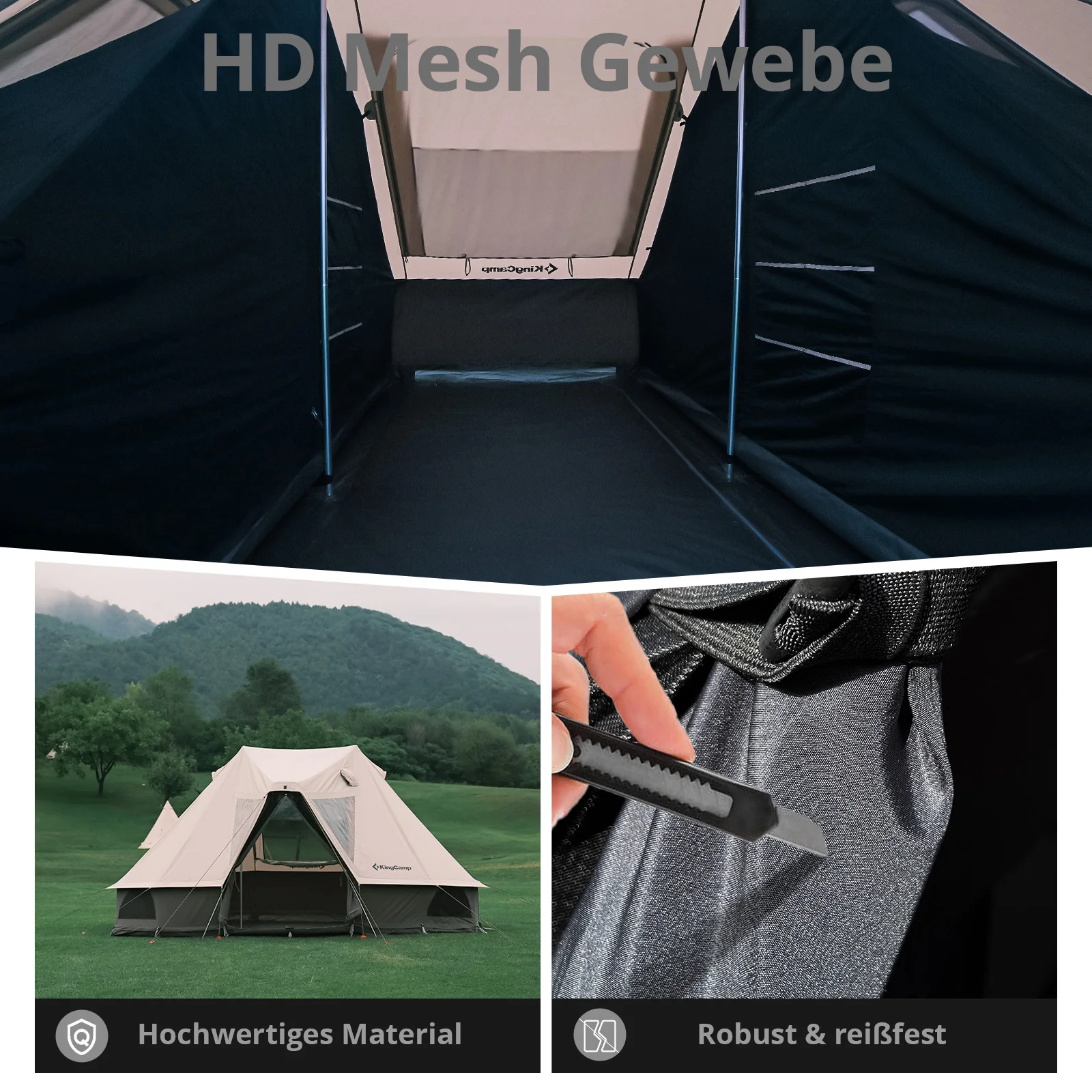 KingCamp Indoor-Zelt 2025 für Khan Palace – Verdunkelungs-Schlafkabine mit Netzbelüftung, wasserdichtem Boden und Platz für 2 Personen