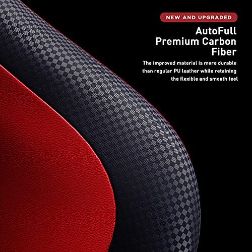 AutoFull Gaming-skrivebord og kontorstol med ergonomisk lændestøtte, racerstil, PU-læder, justerbar drejelig arbejdsstol med høj ryg til pc